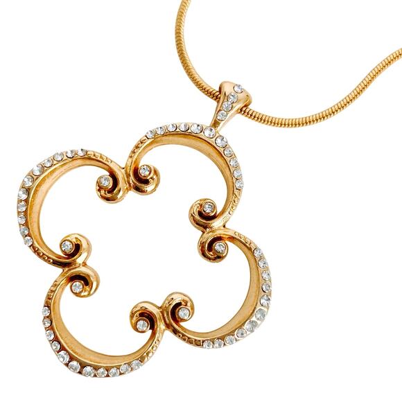 Brighton Crystal Pendant Necklace Bracelet Earrings Set Scroll Clover READ - Picture 14 of 16